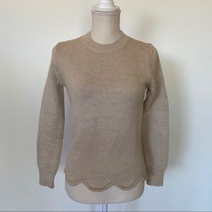J.Crew Scalloped hem Long Sleeve Sweater